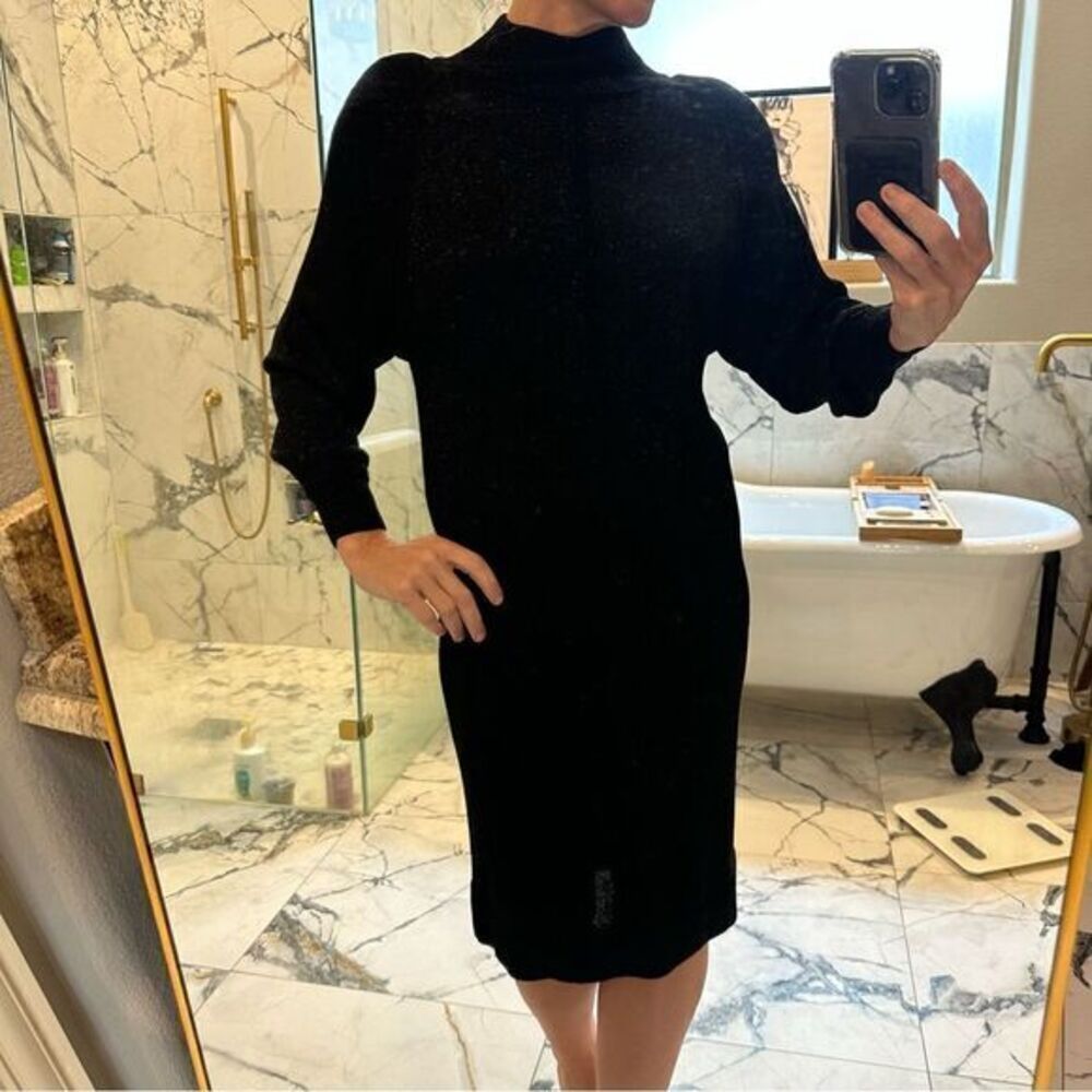 Vintage Bill Blass Knits | Black Metallic Knit Sparkle shoulder pads Le dress